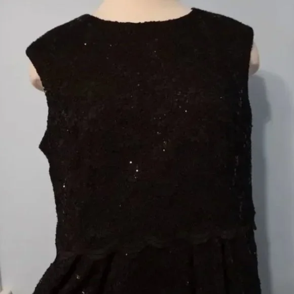 NEW R&M Richards Sequined Lace Midi Dress BLACK SZ 16 - Picture 4 of 12